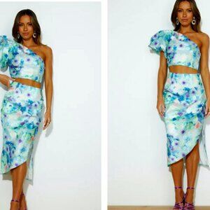 HELLO MOLLY PAINTED VIEW Jacquard MIDI SKIRT BLUE size S